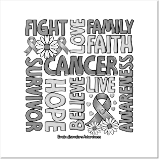 Brain disorders Awareness - Fight love survivor ribbon Posters and Art